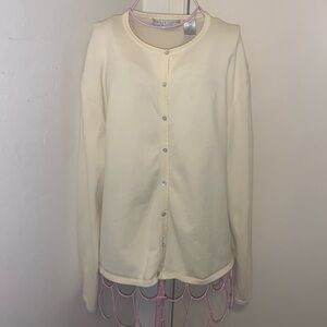 -Carolyn Taylor Yellow Cotton/Nylon Button Down Cardigan Sweater- Large As Is
